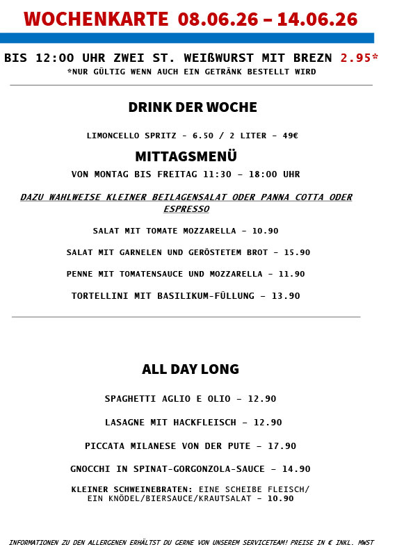 Axel F. Wochenkarte