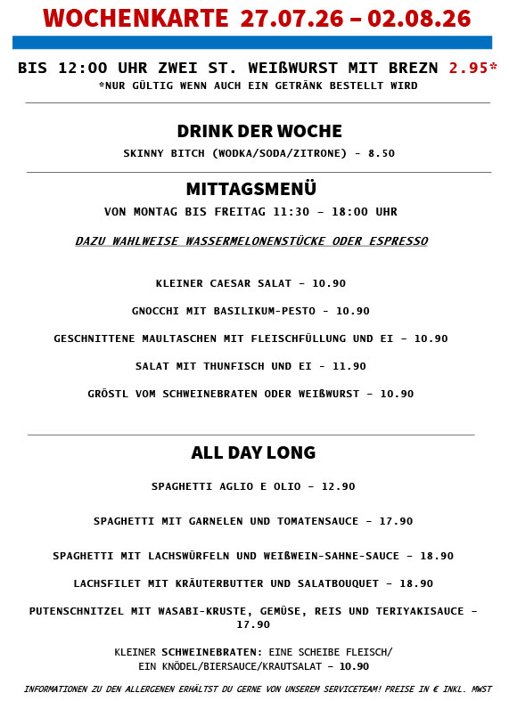 Axel F. Wochenkarte